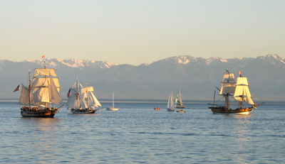 Tall ships off Dallas Road, Victoria, BC